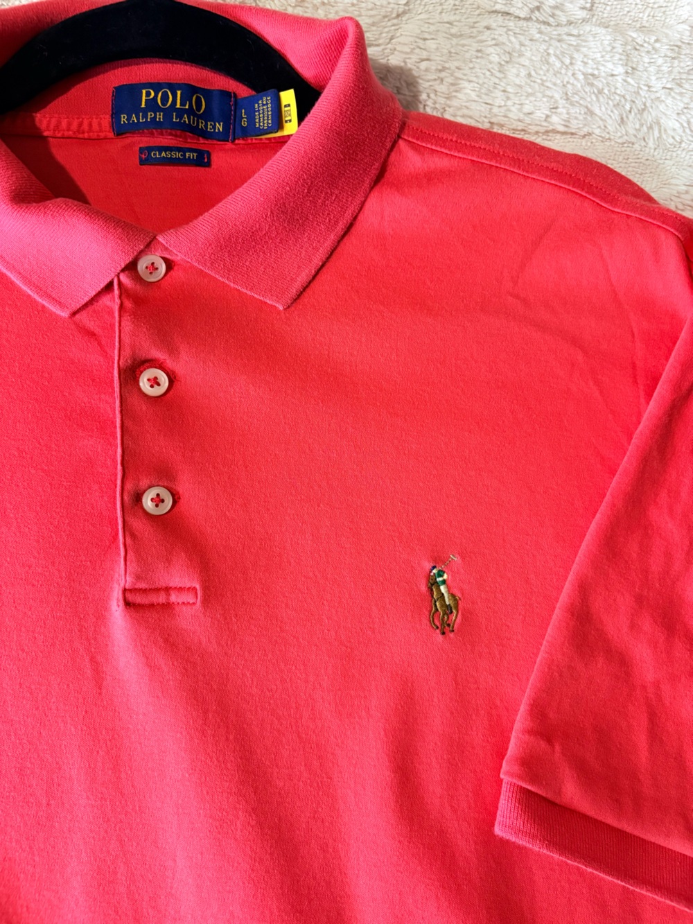 Polo Ralph Lauren Classic Fit Polo Shirt Men’s L Coral Salmon Pink